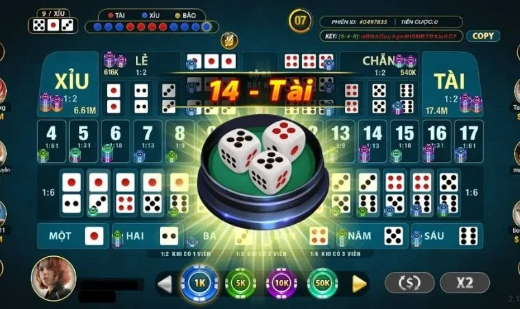 Giao diện chơi Tài Xỉu tại BK8